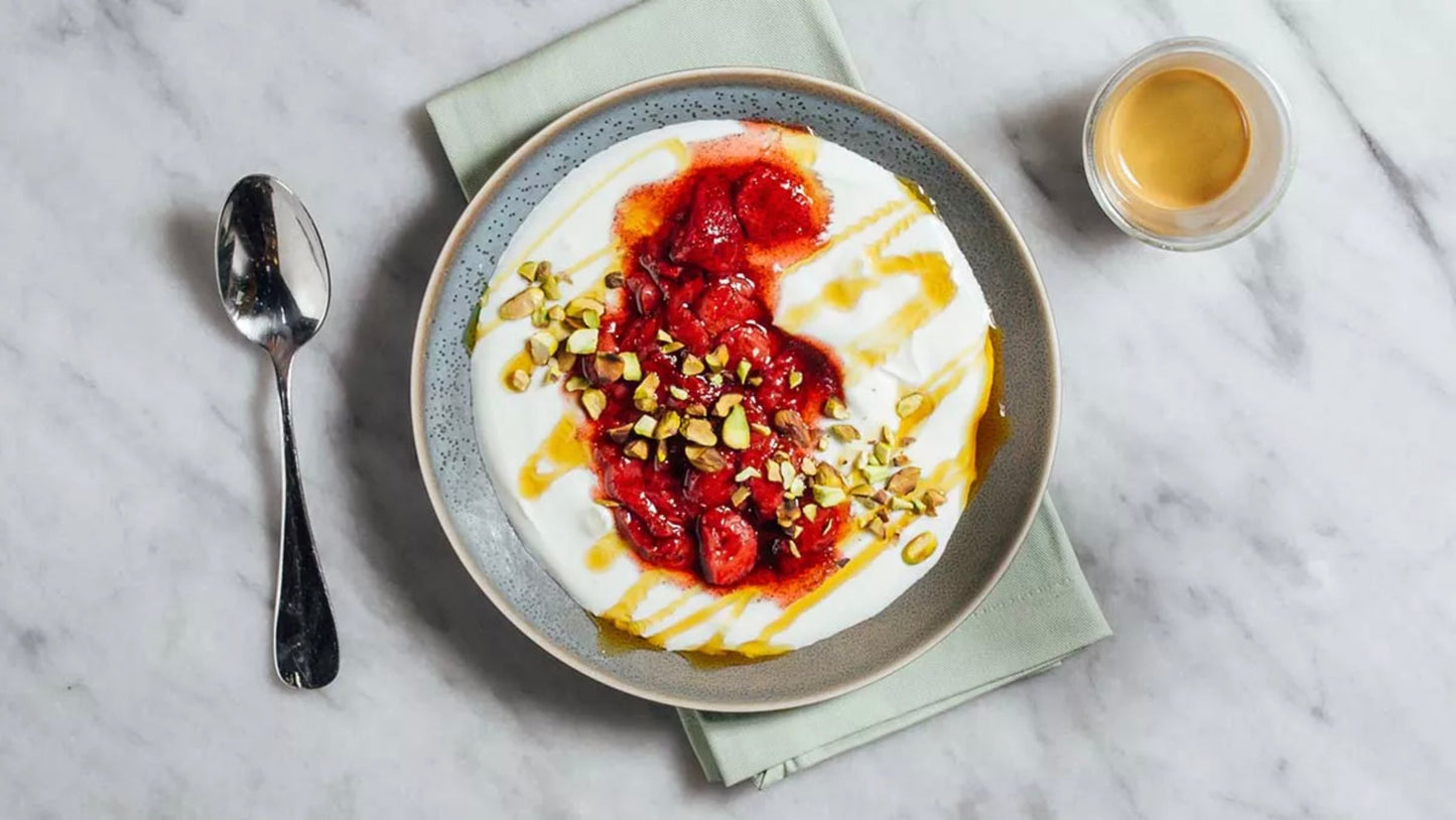 Whipped Artisanal Fresh Cheese with Toasted Pistachios and Maple Syrup Drizzle